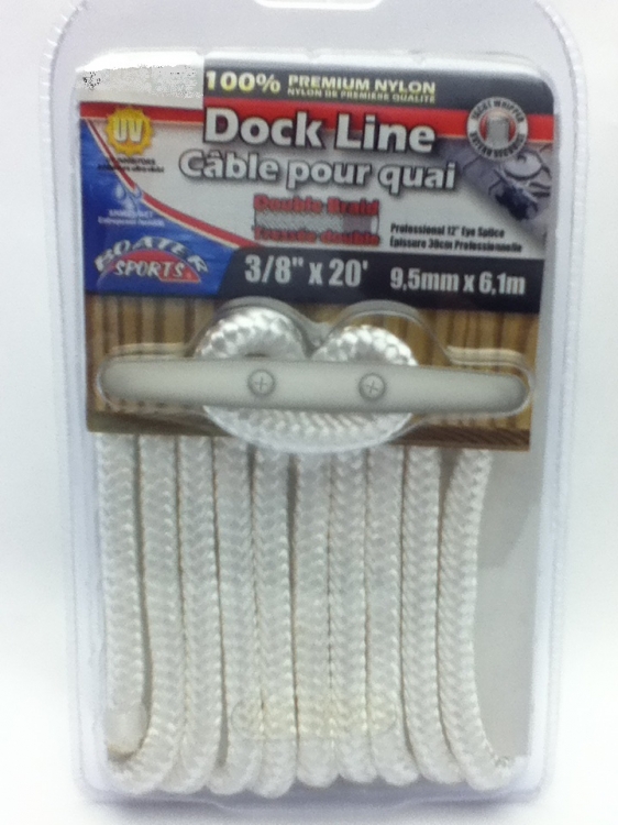 Boater Sports Dock Line - Braided Nylon, 3/8 x 20'